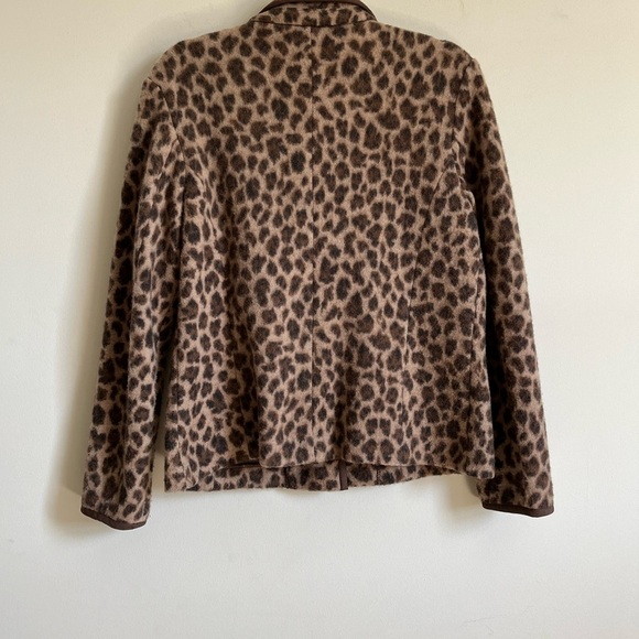 Talbots Leopard Print Merino Wool Long Sleeve Bling Button Blazer/Jacket Sz PL - Picture 9 of 13
